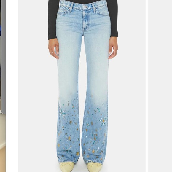 The Bookie Heel Bootcut Jeans MOTHER Righteous Gemstone Maximalism Luxury - Picture 1 of 7